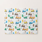 Farbenfrohe Recycelnd Garbage Trucks & Bins Puzzle (Horizontal)