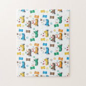 Farbenfrohe Recycelnd Garbage Trucks & Bins Puzzle (Vertikal)