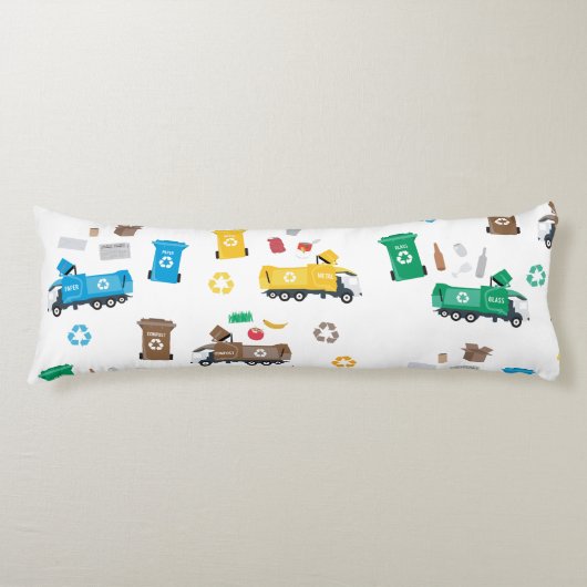 Farbenfrohe Recycelnd Garbage Trucks & Bins Seitenschläferkissen (Vorderseite)
