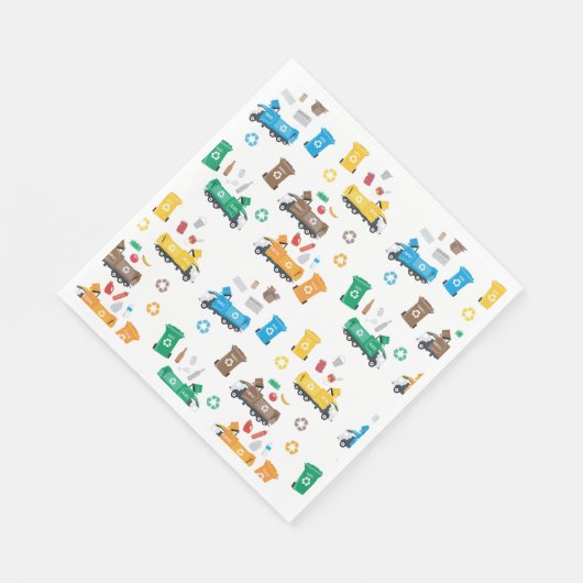 Farbenfrohe Recycelnd Garbage Trucks & Bins Serviette (Ecke)