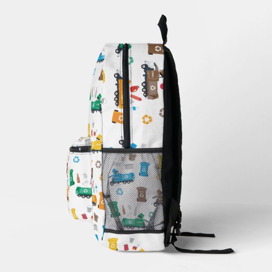 Farbenfrohe Recycelnd Mülltransporter & Bins Name Bedruckter Rucksack (Rechts)