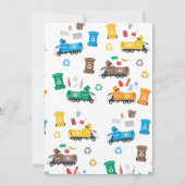 Farbenfrohe Recycelnd Müllwagen & Bins Geburtstag Einladung (Rückseite)