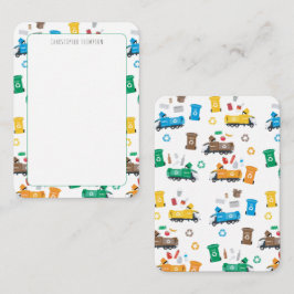 Farbenfrohe Recycelnd Müllwagen für Kinder Mitteilungskarte