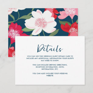 Farbenfrohe Red Floral Wedding Guest Detail Blau