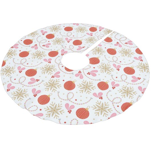 Farbenfrohe Red Retro Weihnachtsgeschmack Polyester Weihnachtsbaumdecke (Schrägansicht)