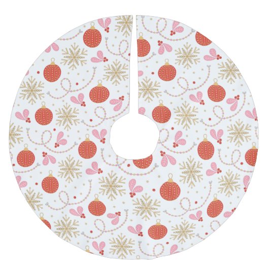 Farbenfrohe Red Retro Weihnachtsgeschmack Polyester Weihnachtsbaumdecke (Vorderseite)