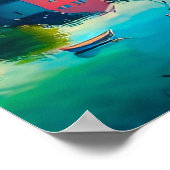 Farbenfrohe Reflexion von Häusern Poster (Ecke)