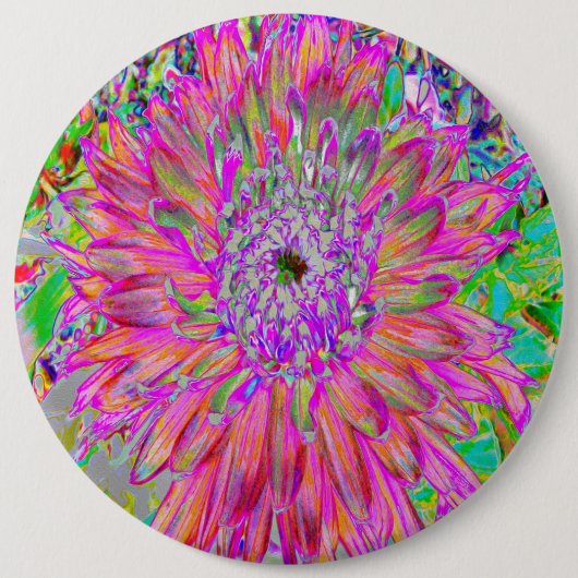 Farbenfrohe Regenbogen Abstrakt dekorative Dahlia Button (Vorderseite)