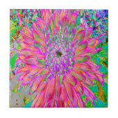 Farbenfrohe Regenbogen Abstrakt dekorative Dahlia Fliese (Vorderseite)