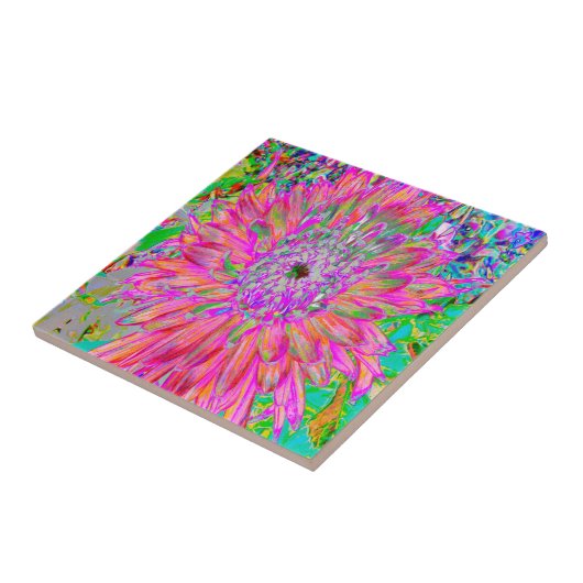 Farbenfrohe Regenbogen Abstrakt dekorative Dahlia  Fliese (Seite)