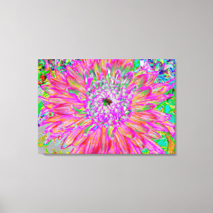 Farbenfrohe Regenbogen Abstrakt dekorative Dahlia Leinwanddruck