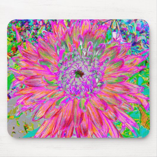 Farbenfrohe Regenbogen Abstrakt dekorative Dahlia Mousepad (Vorne)