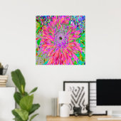 Farbenfrohe Regenbogen Abstrakt dekorative Dahlia  Poster (Heimbüro)