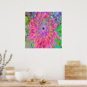 Farbenfrohe Regenbogen Abstrakt dekorative Dahlia  Poster (Küche)