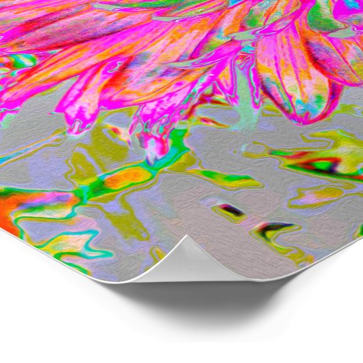 Farbenfrohe Regenbogen Abstrakt dekorative Dahlia  Poster (Ecke)