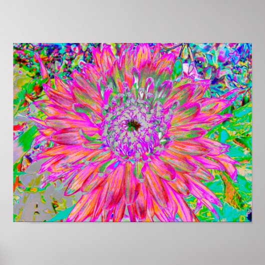 Farbenfrohe Regenbogen Abstrakt dekorative Dahlia  Poster (Vorne)