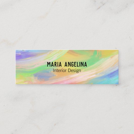 Farbenfrohe Regenbogen-abstrakte Ölmalerei Mini Visitenkarte (Vorderseite)