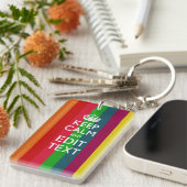 Farbenfrohe Regenbogen Behalte Ruhe und Ihren Text Schlüsselanhänger (Vorderseite rechts)