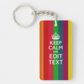 Farbenfrohe Regenbogen Behalte Ruhe und Ihren Text Schlüsselanhänger (Vorderseite)