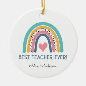 Farbenfrohe Regenbogen Beste Lehrerin je Keramik Ornament (Vorne)