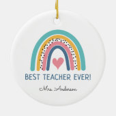 Farbenfrohe Regenbogen Beste Lehrerin je Keramik Ornament (Hinten)