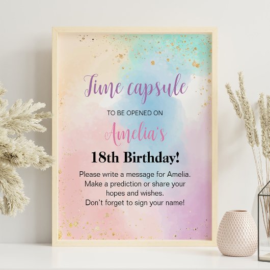 Farbenfrohe Regenbogen Birthday Time Kapselzeichen Poster