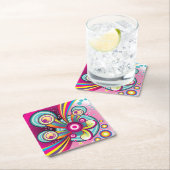 Farbenfrohe Regenbogen, Blasen und Sterne Rechteckiger Pappuntersetzer (Vor Ort)