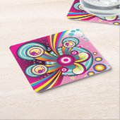 Farbenfrohe Regenbogen, Blasen und Sterne Rechteckiger Pappuntersetzer (angewinkelt)