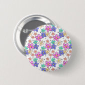 farbenfrohe Regenbogen-Blume Hummeln blühend Button (Vorne & Hinten)