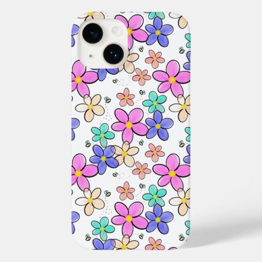 farbenfrohe Regenbogen-Blume Hummeln blühend Case-Mate iPhone Hülle (Rückseite)