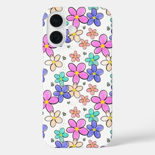 farbenfrohe Regenbogen-Blume Hummeln blühend Case-Mate iPhone Hülle (Rückseite)
