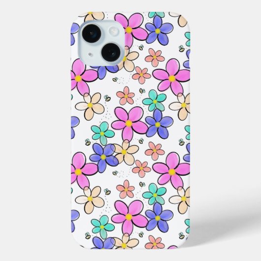 farbenfrohe Regenbogen-Blume Hummeln blühend Case-Mate iPhone Hülle (Rückseite)