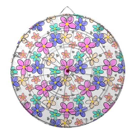farbenfrohe Regenbogen-Blume Hummeln blühend Dartscheibe (vorne)