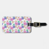 farbenfrohe Regenbogen-Blume Hummeln blühend Gepäckanhänger (Vorderseite horizontal)