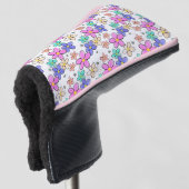 farbenfrohe Regenbogen-Blume Hummeln blühend Golf Headcover (3/4 Vorderseite)