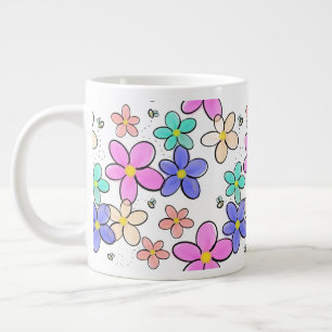 farbenfrohe Regenbogen-Blume Hummeln blühend Jumbo-Tasse