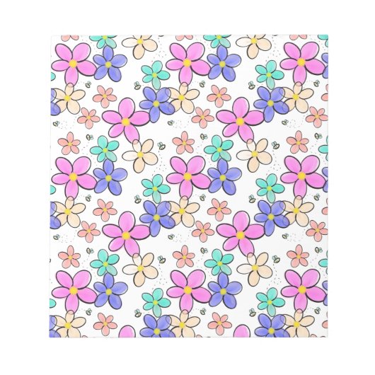 farbenfrohe Regenbogen-Blume Hummeln blühend Notizblock (Vorderseite)