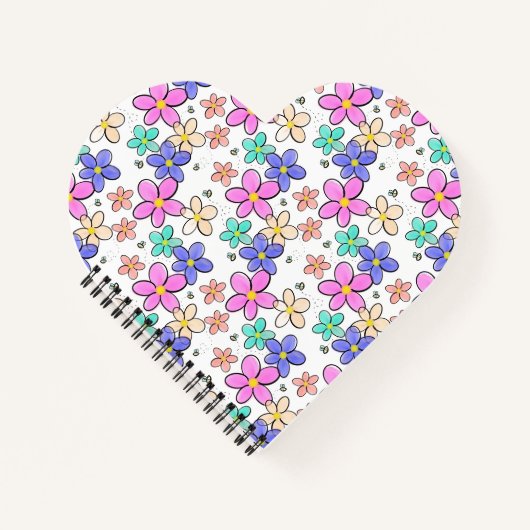 farbenfrohe Regenbogen-Blume Hummeln blühend Notizblock (Vorderseite)