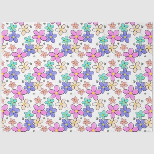 farbenfrohe Regenbogen-Blume Hummeln blühend Seidenpapier (Vorderseite)