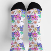 farbenfrohe Regenbogen-Blume Hummeln blühend Socken (Oben)