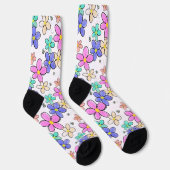 farbenfrohe Regenbogen-Blume Hummeln blühend Socken (Rechts)