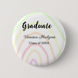 Farbenfrohe Regenbogen-Boho-Abschluss geben Jahr Button