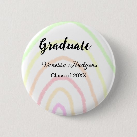 Farbenfrohe Regenbogen-Boho-Abschluss geben Jahr Button (Vorderseite)