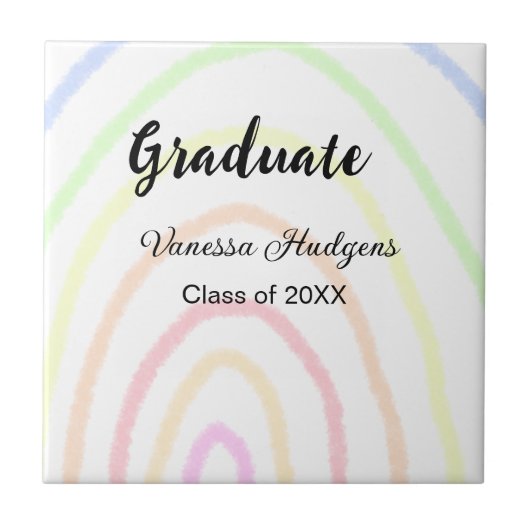 Farbenfrohe Regenbogen-Boho-Abschluss geben Jahr Fliese (Vorderseite)