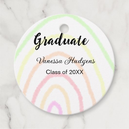 Farbenfrohe Regenbogen-Boho-Abschluss geben Jahr Geschenkanhänger (Vorderseite)