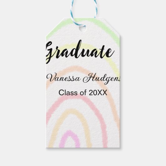 Farbenfrohe Regenbogen-Boho-Abschluss geben Jahr Geschenkanhänger (Vorderseite)