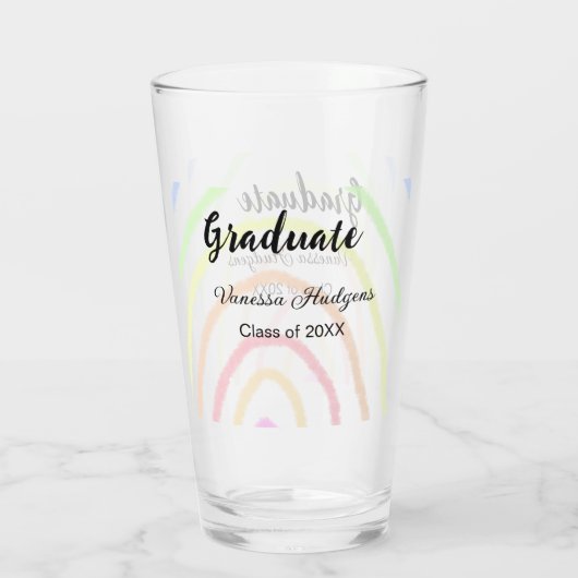 Farbenfrohe Regenbogen-Boho-Abschluss geben Jahr Glas (Rückseite)