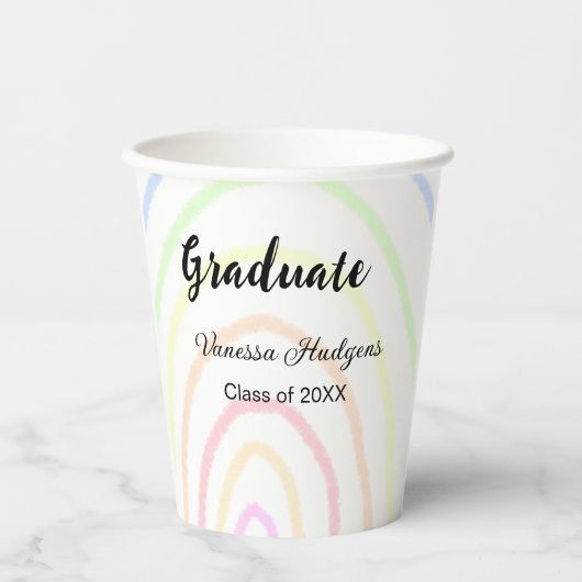 Farbenfrohe Regenbogen-Boho-Abschluss geben Jahr Pappbecher (Vorderseite)