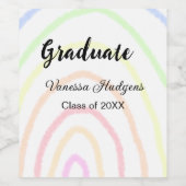 Farbenfrohe Regenbogen-Boho-Abschluss geben Jahr Weinetikett (Einzelnes Label)