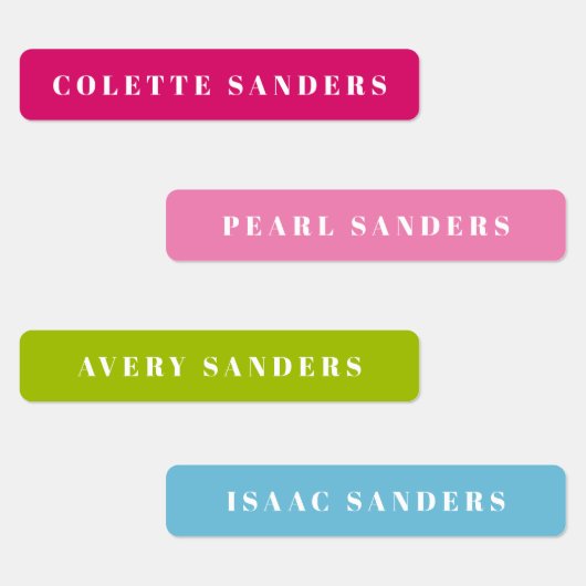 Farbenfrohe Regenbogen-Bright Wassersicherer Name Etiketten (Gruppe)